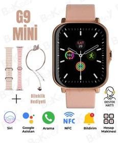 Resim Bakeey G9 Mini 3 Kordonlu Bileklik Hediyeli Kadın Akıllı Saat Android Ios Uyumlu Hediye Pembe Watch 8 9 