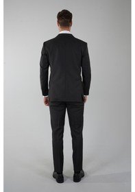 Resim Bisse Comfort Fit Kruvaze Takım Elbise Sedef Düğmeli Kahve Ptk25y25005 D11 Kahverengi 