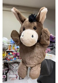 Resim Peluş 25 Cm El Kuklası Kahverengi Eşek Kukla Çok Renkli 