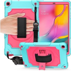 Resim Samsung Uyumlu Galaxy Tab A 10.1 /t515 360 Derece Döndürme Pikap Kontrast Renk Robot Darbeye Dayanıklı Silikon + Pc Koruyucu Kılıf Tutucu İle 