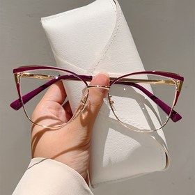 Resim Kadınlar için yeni kedi gözü şekilli gözlük, şık, moda, kırmızı, polikarbonik lens, metal çerçeve, tam kenar, metal manto ile, günlük giyim, parti dekorasyonu için 