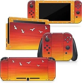 Resim Tacky Design Nintendo Switch Cilt ile Uyumlu Gün Batımı Kaplama - Premium Vinil 3M Turuncu Nintendo Switch Çıkartma Seti - Konsol, Dock, Joy Con için Anahtar Kılıfı - Tam Çıkartma 