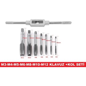 Resim Genel Markalar Klavuz Seti+kol M3-m4-m5-m6-m8-m10-m12 Metrik Diş Açma Klavuzları 