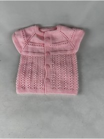 Resim RELYA Bebek Unisex Pembe Makine Yünü Tülermez Yelek 6 12 Aylık En 25 CM Boy 28 CM 