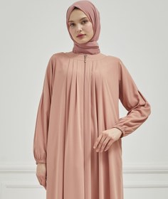 Resim Önü ve Arkası Pileli Ferace Pembe | 21043 - 46 / Pembe 