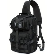 Resim Chuangyinshop Versatile Black Tactical Shoulder Bag Black Dayanıklı Naylon Çok Cepli Outdoor Av Balıkçılık Sırt Çantası - Siyah 