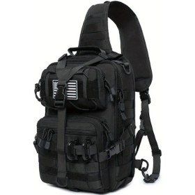 Resim Chuangyinshop Versatile Black Tactical Shoulder Bag Black Dayanıklı Naylon Çok Cepli Outdoor Av Balıkçılık Sırt Çantası - Siyah 