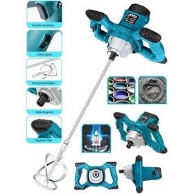 Resim Graizer Mx - 3000 Bakir Sargi 6 Kademe Devirli Ayarlı Elektirikli Alçı Boya ve Harç Karıştırıcı Mikser Mavi 