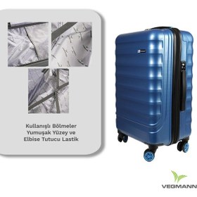 Resim Vegmann Tartılı Scadel Mavi Orta Boy Valiz Mavi 