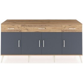 Resim Hyperion Konsol 3 Raflı 3 Çekmeceli 4 Kapaklı 176x44x83 Çam-antrasit/çam Antrasit/çam 