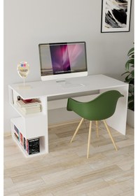Resim Leo Kitaplıklı Çalışma Masası Beyaz 