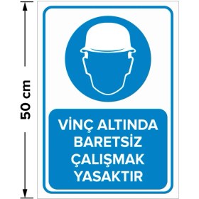 Resim Mıgnatıs - Forkliftte Çalışırken Koruyucu Baretini Tak Levhası - Sac Malzeme 35 x 50 cm 