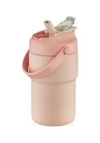 Resim Shotay Askılı Mug Çelik Bardak 450ml Pastel Pembe Pembe 