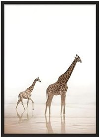 Resim Postifull Giraffes By The Dessert Çerçeveli Tablo, Dikey Duvar Tablosu Comfort Serisi No:108345;70 X 100 Siyah Çerçeveli 