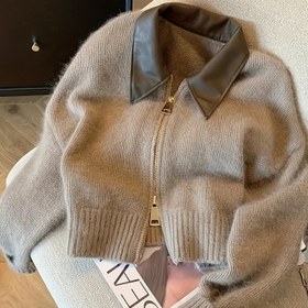 Resim Kadınlar için Fermuarlı Rahat Yaka Hırka - Yumuşak Bej Uzun Kollu İlkbahar/Sonbahar Katman Parçası, Çok Yönlü Düz Renk Tasarım, Şık Görünüm, Kaliteli İşçilik 