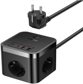 Resim Baseus Power Combo Cube 3AC+2U+2C 30W Şarj Cihazı 1.5m.-Siyah 