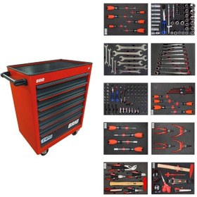 Resim Brio Hareketli Takım Dolabı 6 Çekmece New 233 Parça Kırmızı Dolu 