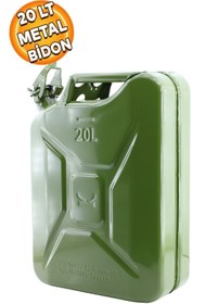 Resim Badem10 Metal Akaryakıt Bidonu 20 Litre Yeşil Benzin Mazot Doldurma Taşıma Depolama Dayanıklı Metal Bidon 