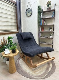 Resim Asedia Miskin Naturel Teddy Antrasit Sallanan Sandalye Dinlenme Koltuğu 