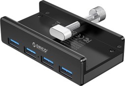 Resim Orico USB 3.0 4 Portlu 5 Gbps Yüksek Hızlı Masa ve Monitör Kenar Kelepçeli Alüminyum Çoklayıcı HUB, MH4PU-BK 