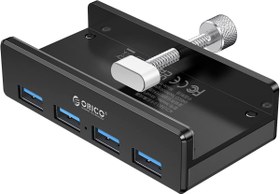 Resim Orico USB 3.0 4 Portlu 5 Gbps Yüksek Hızlı Masa ve Monitör Kenar Kelepçeli Alüminyum Çoklayıcı HUB, MH4PU-BK 