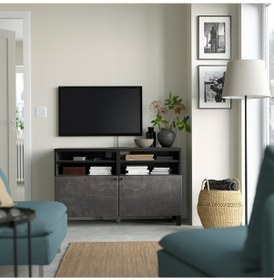 Resim Tv Sehpası, Venge-koyu Gri Taş Görünümlü, 120x40x74 Cm, Kallvıken Gri 