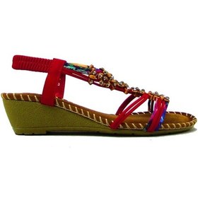 Resim Guja Blg151-5 Kırmızı Kadın Taşlı Dolgu Topuk Sandalet Kırmızı 