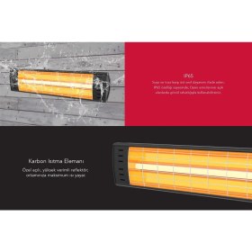 Resim Braventa Collection Dysis DH-7452 Art Plus Karbon Serisi IP65 Suya-Toza Dayanıklı 2300 W Siyah Iç/dış Mekan Isıtıcı Siya 