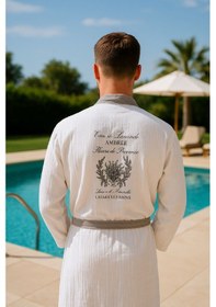 Resim Baskılı Müslin Kimono Bornoz Unisex %100 Pamuk Yumuşacık 2 Katlı Doğal Kumaş - Ztmbb10 Gri 