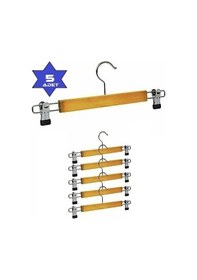 Resim Ahşap Pantolon Ve Etek Askısı Mandallı Klipsli Askı 5 Adet 4767 Çok Renkli 