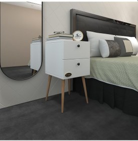Resim Kenzlife Komodin Kilitli Hanami Byz 74 39 39 Komidin Ahşap Ayaklı Kitaplık Ayakkabılık Kapaklı Arkalıklı Beyaz 