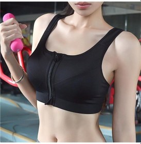 Resim Mor Büyük Boy Ön Fermuarlı Spor Sutyeni Darbeye Dayanıklı Nefes Alabilen Hiçbir Çelik Halka Koşu Atleti Yoga Spor İç Çamaşırı Kadın Mor 