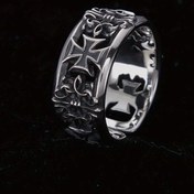 Resim Vintage Crossband Halka - Hip Hop Tarzı, Çinko Alaşımlı, Antika Gümüş Kaplama, Çiftler İçin Mükemmel, Küçük Kişilik Takıları, Tek Halka, Çinko Alaşımlı 