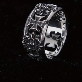 Resim Vintage Crossband Halka - Hip Hop Tarzı, Çinko Alaşımlı, Antika Gümüş Kaplama, Çiftler İçin Mükemmel, Küçük Kişilik Takıları, Tek Halka, Çinko Alaşımlı 