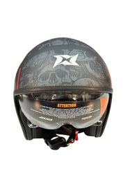 Resim Axxis Motosiklet Kaskı Retro Güneş Vizörlü Hornet S Sv Skulls B5 Mat Kırmızı Motorcu Kask 