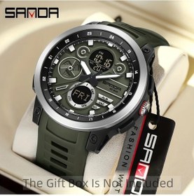 Resim Oldfriend Sanda Erkek Yüksek Kalite Outdoor Çok Fonksiyonlu Gece Işıklı Alarmlı Kol Saati Siyah Gümüş Diğer 