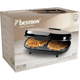 Resim Çift Kalp Waffle Makinesi, 1200W, Yapışmaz Kaplama, Bej Renk, Eğlenceli ve Lezzetli Waffle Lar Için 