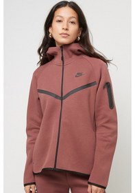 Resim Nike Tech Fleece Full Zip Women Windrunner Hoodie Kapüşonlu Fermuarlı Kadın Sweatshirt Kahverengi Kahverengi 