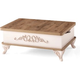 Resim Evistro Akıllı Laptop Sehpa Yemek Masası Orta Sehpa Ceviz-Ekru 