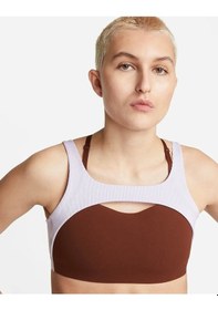 Resim Nike Yoga Indy Astarlı Fitilli Kadın Spor Sütyeni Kahverengi 