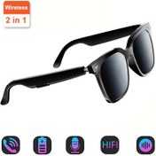 Resim Akıllı Kablosuz Gözlük 2'si 1 Arada Kulaklık, Mikrofonlu Kablosuz Stereo Kulaklık 