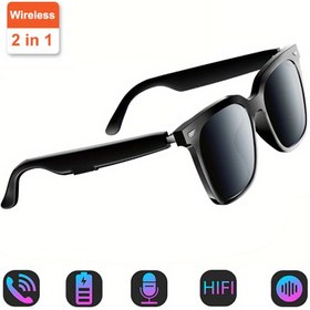 Resim Akıllı Kablosuz Gözlük 2'si 1 Arada Kulaklık, Mikrofonlu Kablosuz Stereo Kulaklık 