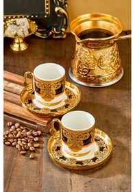 Resim Cooker Royal Crest 90 Ml 2 Kişilik Porselen Kahve Fincan Takımı Ckr3870 Siyah 