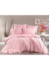 Resim Vionetta Ranforce % 100 Pamuk Pudra Düz Renk 2 Yastıklı Tek Kişilik Nevresim Takımı Pudra 