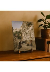 Resim Ağlama Duvarı, Kudüs - Gustav Bauernfeind 26 Cm X 20 Cm Ahşap Pano Dini Masaüstü Çerçeve 