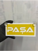 Resim Sarı Renk Üzeri Beyaz Renk Paşa Yazılı Vantuzlu Cam Süsü 