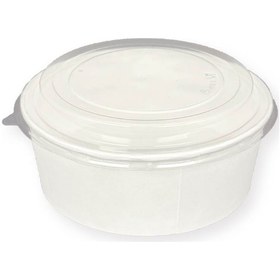 Resim 100 Adet Beyaz Karton Salata Kasesi Kapaklı 1300cc 