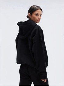 Resim LAND MODA Kadın USA Baskılı kapüşonlu Fermuarlı Sweatshirt Eşofman Alt-Üst Takımı 