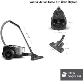 Resim Karaca Vantuz Action Force X10 899W 2l Toz Torbasız Elektrikli Süpürge Black 