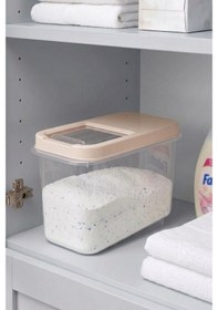 Resim Çok Amaçlı Saklama Kabı 10lt Multibox- Erzak Bakliyat Deterjanlık Saklama Kutusu Bej 